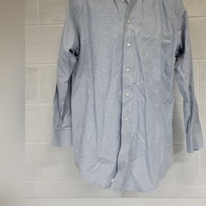 Preswick & Moore Regular Fit Shirt XL 16 32/33 Button Down Blue and White